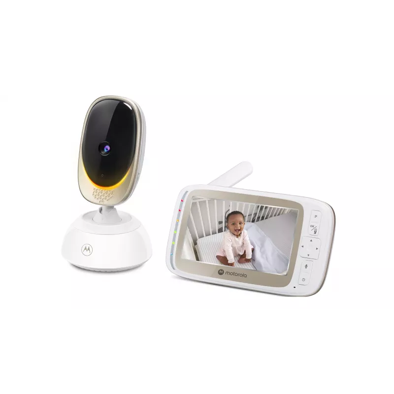 Videokamera Motorola VM85 CONNECT — 5 Zoll TFT-Anzeige, 480×272, 300 m Reichweite, 2× Digitalzoom, 2,4 GHz Wi‑Fi/FHSS, Zweiwege-Audio, weiß