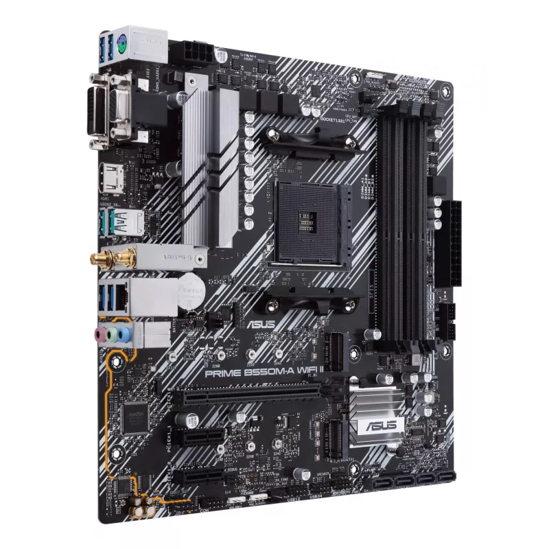 Motherboard ASUS PRIME B550M-A WIFI II micro ATX — AMD B550, Sockel AM4, DDR4, 4 DIMM, Wi‑Fi 6, Bluetooth 5.2, 2x M.2, HDMI 2.1