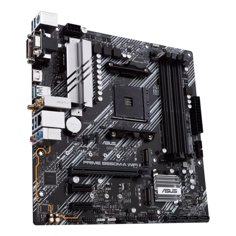 Motherboard ASUS PRIME B550M-A WIFI II micro ATX — AMD B550, Sockel AM4, DDR4, 4 DIMM, Wi‑Fi 6, Bluetooth 5.2, 2x M.2, HDMI 2.1