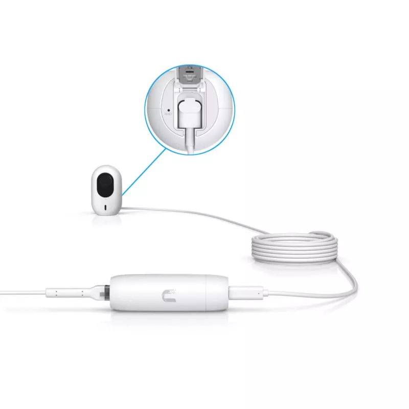 PoE-Adapter UBIQUITI UACC-ADAPTER-POE-USBC — 48V Eingang, 5V 0,25A Ausgang, kompakt 30,4×30,4×95mm, weiß
