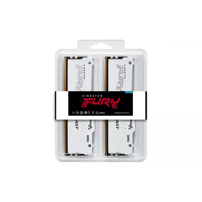 Kingston Technology FURY Beast 64GB 6000MT/s DDR5 CL36 DIMM (Kit of 2) White RGB EXPO