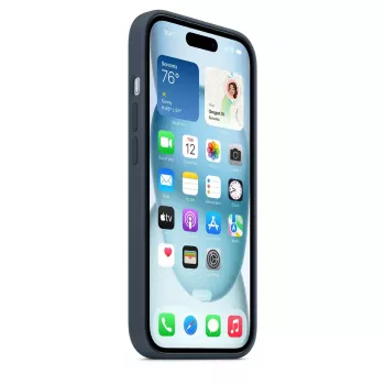 Cover Apple iPhone 15 Silicone Hülle mit MagSafe Storm Blue