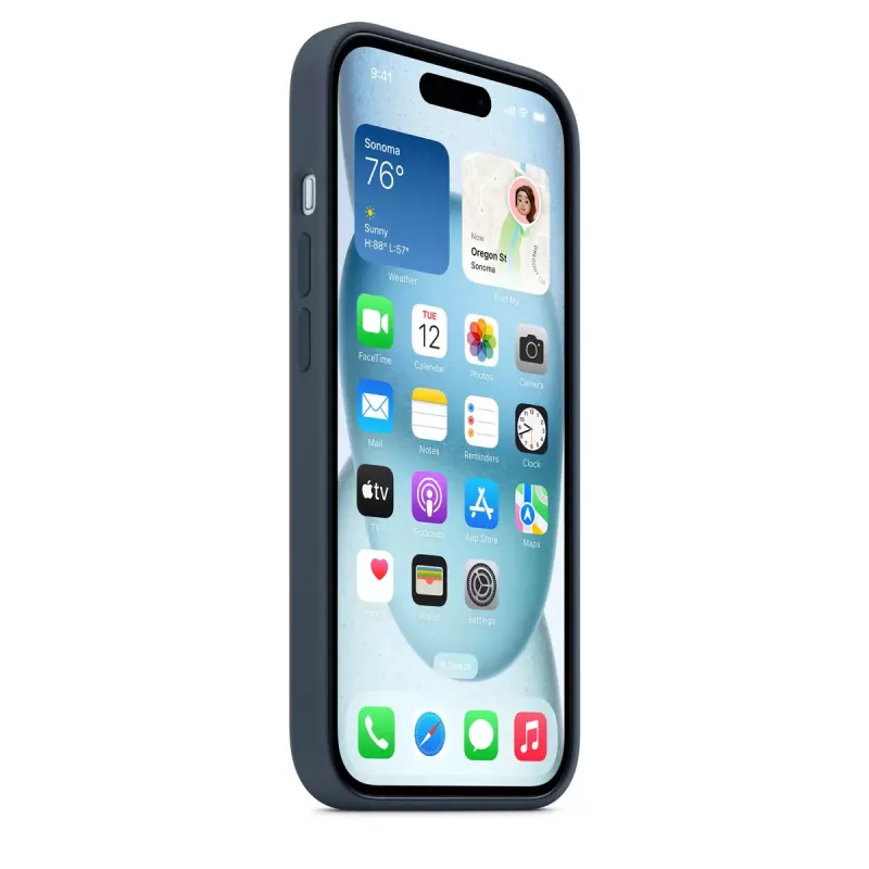 Cover Apple iPhone 15 Silicone Hülle mit MagSafe Storm Blue