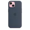 Cover Apple iPhone 15 Silicone Hülle mit MagSafe Storm Blue