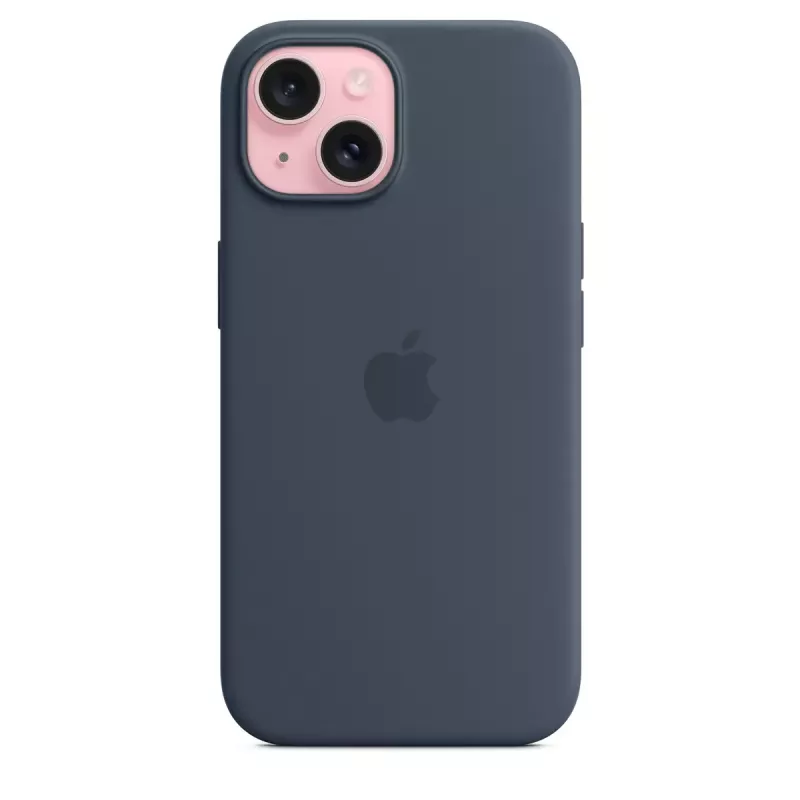 Cover Apple iPhone 15 Silicone Hülle mit MagSafe Storm Blue