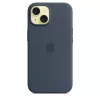 Cover Apple iPhone 15 Silicone Hülle mit MagSafe Storm Blue