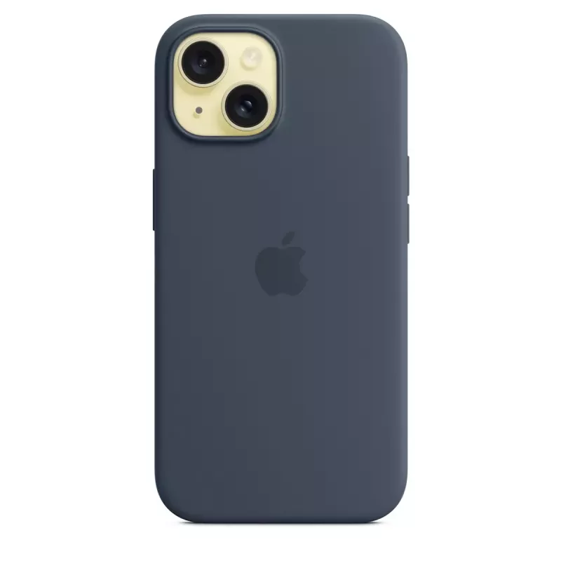 Cover Apple iPhone 15 Silicone Hülle mit MagSafe Storm Blue