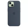 Cover Apple iPhone 15 Silicone Hülle mit MagSafe Storm Blue