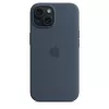 Cover Apple iPhone 15 Silicone Hülle mit MagSafe Storm Blue