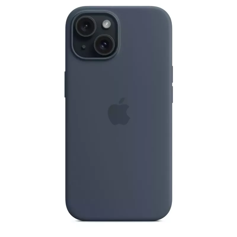 Cover Apple iPhone 15 Silicone Hülle mit MagSafe Storm Blue