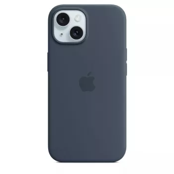 Cover Apple iPhone 15 Silicone Hülle mit MagSafe Storm Blue
