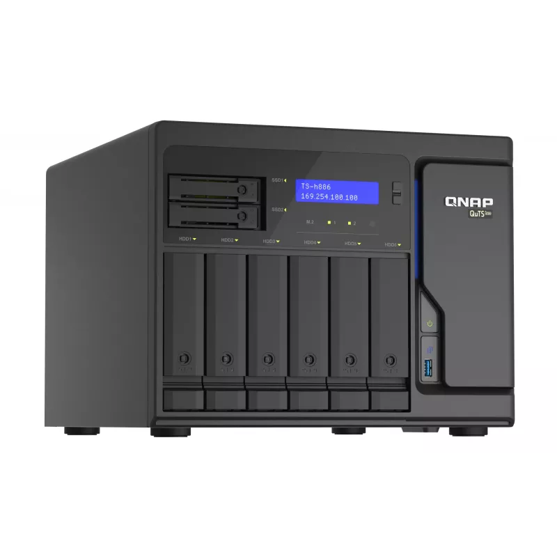 QNAP TS-h886 NAS Tower Intel® Xeon® D D-1602 8 GB DDR4 0 TB QuTS hero Schwarz