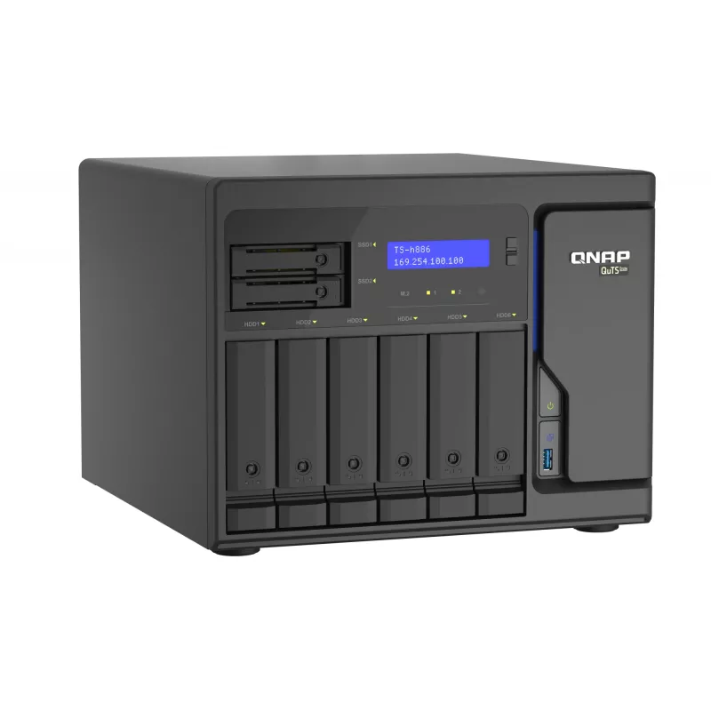 QNAP TS-h886 NAS Tower Intel® Xeon® D D-1602 8 GB DDR4 0 TB QuTS hero Schwarz