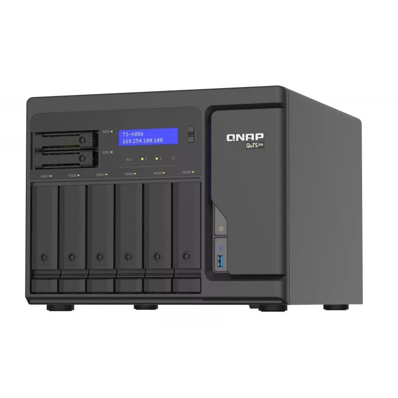QNAP TS-h886 NAS Tower Intel® Xeon® D D-1602 8 GB DDR4 0 TB QuTS hero Schwarz
