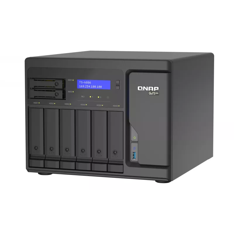 QNAP TS-h886 NAS Tower Intel® Xeon® D D-1602 8 GB DDR4 0 TB QuTS hero Schwarz