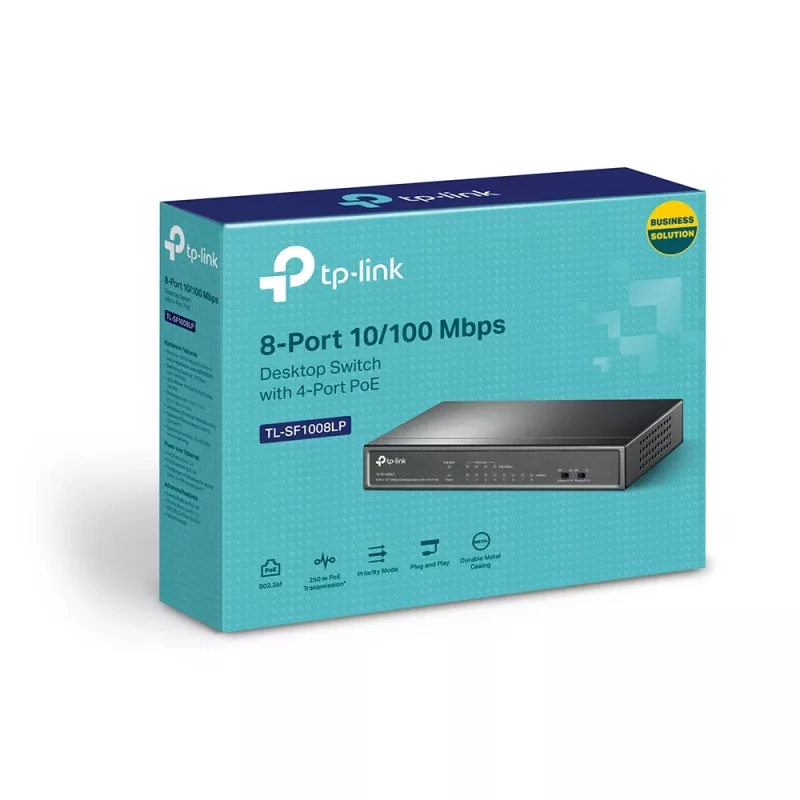 TP-Link TL-SF1008LP Netzwerk-Switch Unmanaged Fast Ethernet (10/100) Power over Ethernet (PoE) Schwarz