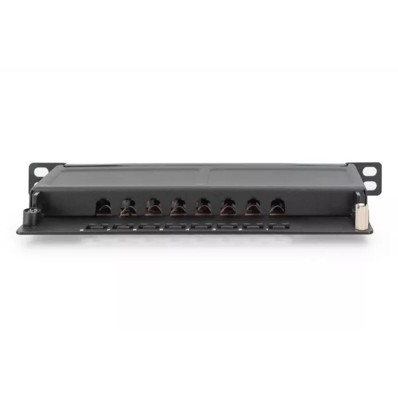 DIGITUS Patch Panel CAT6A geschirmt, 8-Port 1/2U, 10-Zoll-Rack-Einbau, schwarz RAL 9005