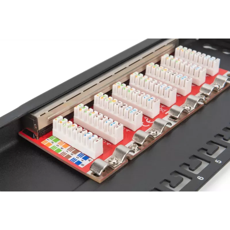 DIGITUS Patch Panel CAT6A geschirmt, 8-Port 1/2U, 10-Zoll-Rack-Einbau, schwarz RAL 9005