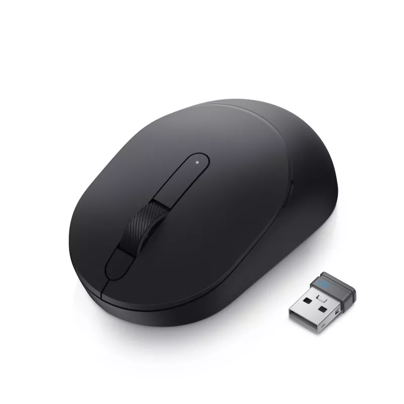 DELL Mobile Wireless Mouse – MS3320W - Schwarz, beidhändig, optisch, RF Wireless + Bluetooth, 1600 DPI, Schwarz