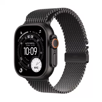 APPLE Watch Ultra 3 GPS + Cellular 49mm schwarzes Titangehäuse mit schwarzem Titan-Milanese Loop Sma
