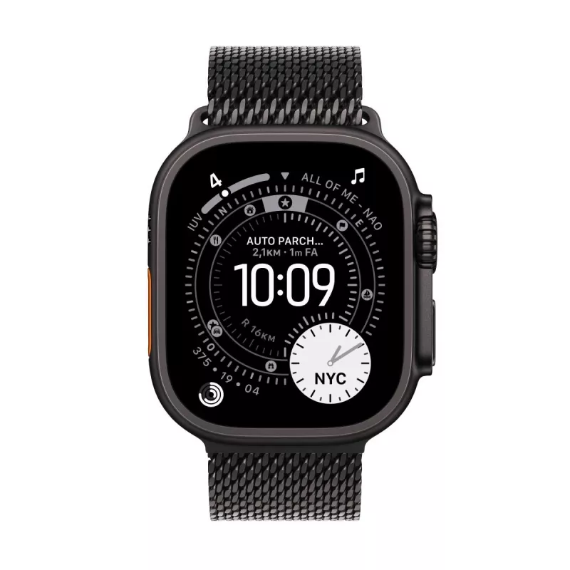 APPLE Watch Ultra 3 GPS + Cellular 49mm schwarzes Titangehäuse mit schwarzem Titan-Milanese Loop Sma