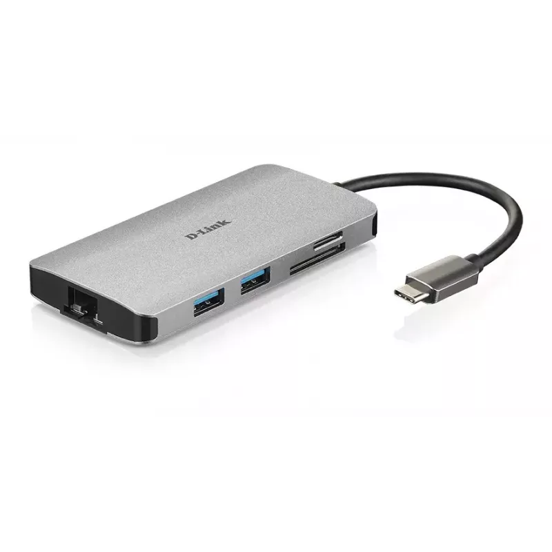 D-Link 8-in-1 USB-C Hub mit HDMI/Ethernet/Kartenleser/Power Delivery