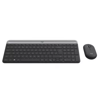 LOGITECH Schlankes kabelloses Tastatur- und Maus-Set MK470 - Graphit - AZERTY Belgisch