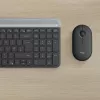 LOGITECH Schlankes kabelloses Tastatur- und Maus-Set MK470 - Graphit - AZERTY Belgisch