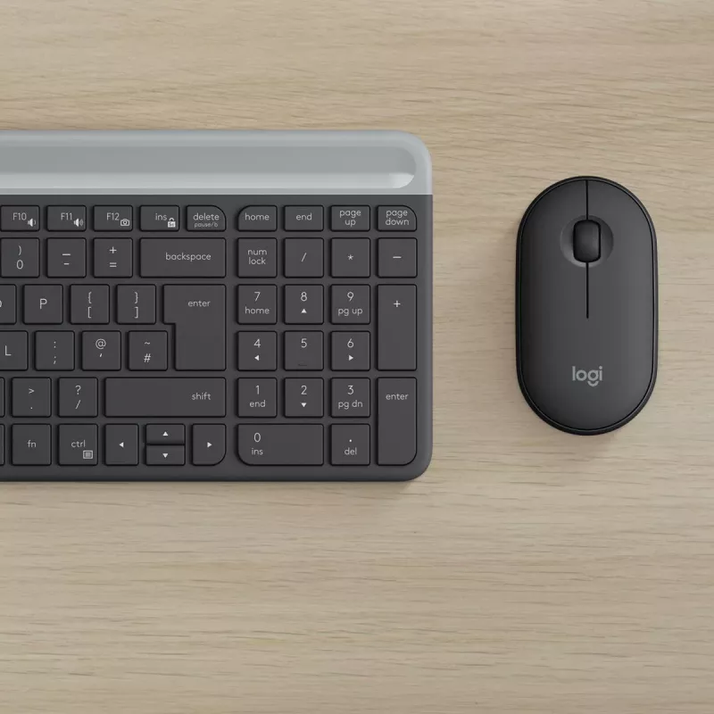 LOGITECH Schlankes kabelloses Tastatur- und Maus-Set MK470 - Graphit - AZERTY Belgisch