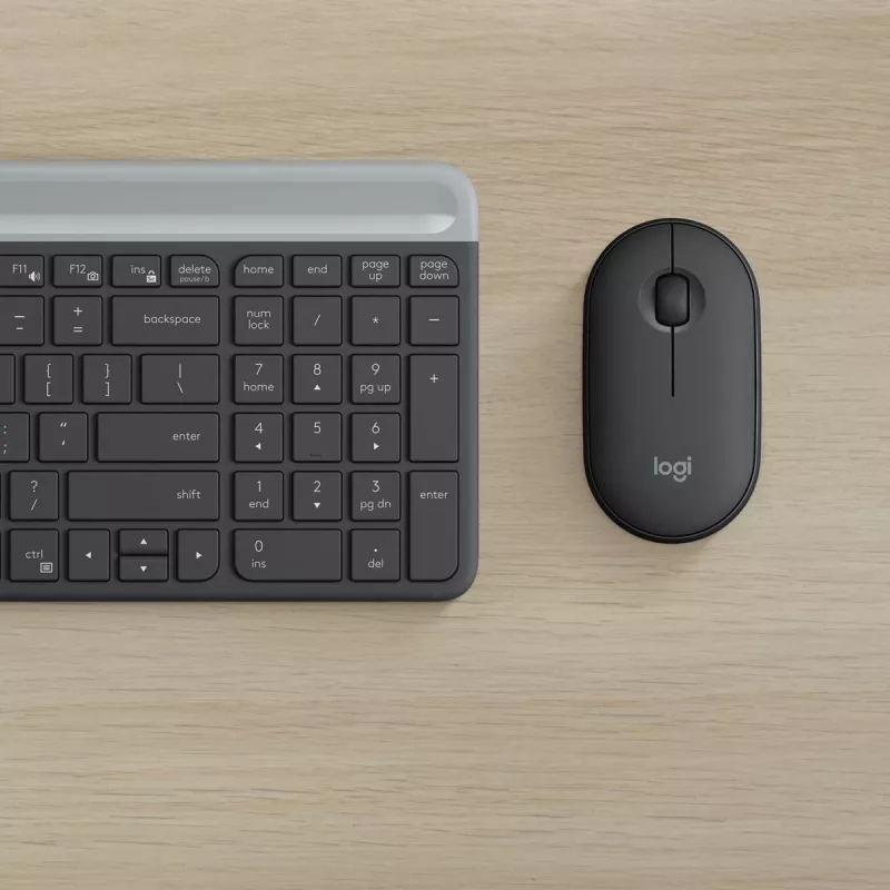 LOGITECH Schlankes kabelloses Tastatur- und Maus-Set MK470 - Graphit - AZERTY Belgisch