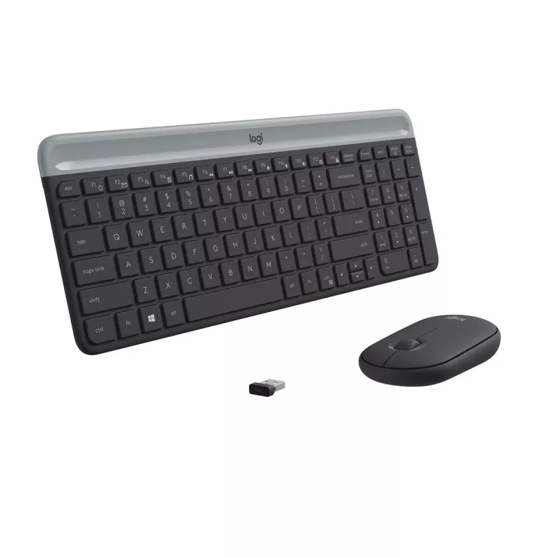 LOGITECH Schlankes kabelloses Tastatur- und Maus-Set MK470 - Graphit - AZERTY Belgisch