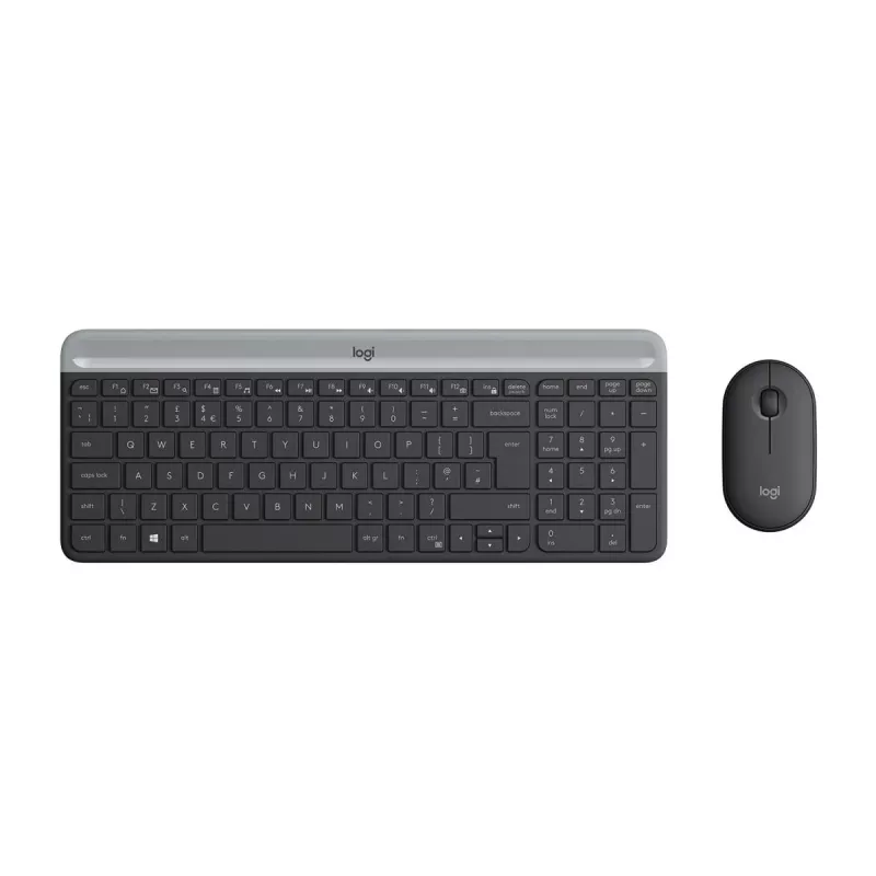 LOGITECH Schlankes kabelloses Tastatur- und Maus-Set MK470 - Graphit - AZERTY Belgisch