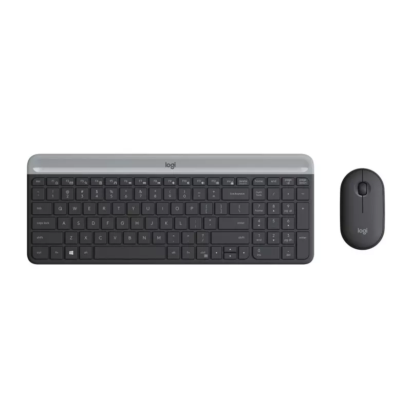 LOGITECH Schlankes kabelloses Tastatur- und Maus-Set MK470 - Graphit - AZERTY Belgisch