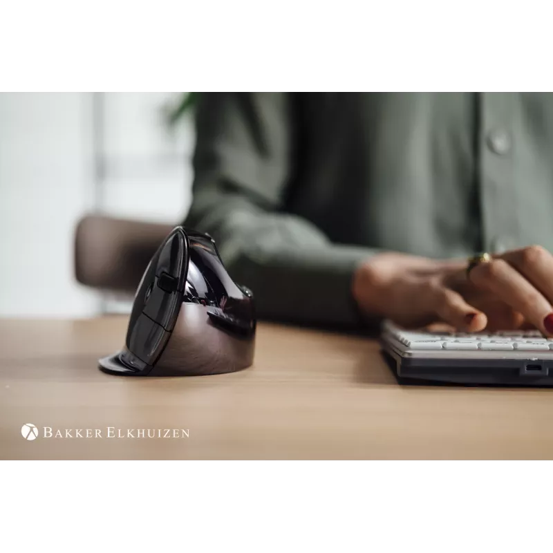 BakkerElkhuizen Evoluent D Medium Wireless, rechtshändig, vertikales Design, Laser, RF Wireless, 3200 DPI, Schwarz
