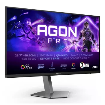 AOC AGON PRO AG276QZD2 Computer-Monitor 67,3 cm (26,5 Zoll) 2560 x 1440 Pixel Quad HD QD-OLED Schwarz, Grau