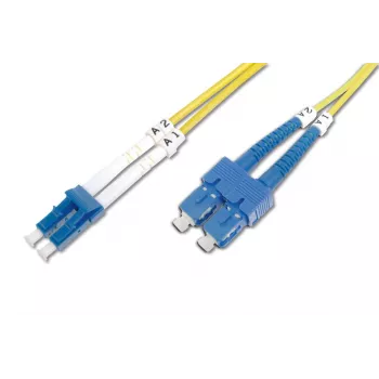 DIGITUS LWL-Patchkabel, LC auf SC OS2, Singlemode 09/125 µ, Duplex, Länge 3 m