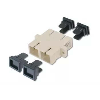 DIGITUS SC / SC Duplex-Kupplung, Farbe Grau, Zirkonkeramik-Hülse, Kunststoffgehäuse, Multimode, inkl. Befestigungsmaterial