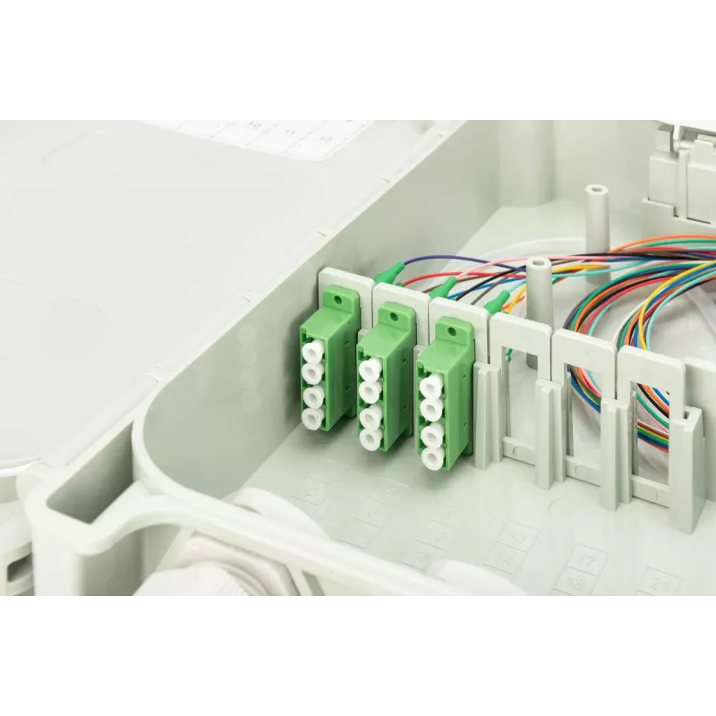 DIGITUS FTTH Verteilerbox - Singlemode LC-APC vorkonfektionierte Kupplungen Pigtails