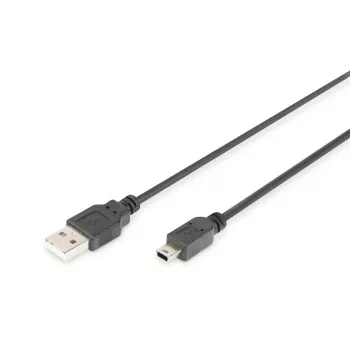DIGITUS USB 2.0 Verbindungskabel, Typ A - Mini B (5-polig) M/M, 1m, USB 2.0 konform, schwarz
