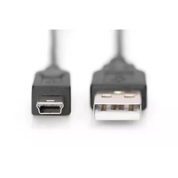 DIGITUS USB 2.0 Verbindungskabel, Typ A - Mini B (5-polig) M/M, 1m, USB 2.0 konform, schwarz