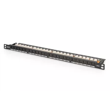 DIGITUS Patchpanel CAT6 Ungeschirmt 24-Port Mit Shutter - Schwarz