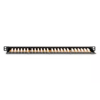 DIGITUS Patchpanel CAT6 Ungeschirmt 24-Port Mit Shutter - Schwarz