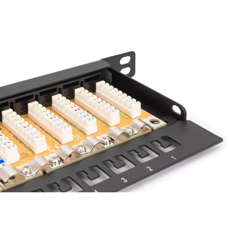 DIGITUS Patchpanel CAT6 Ungeschirmt 24-Port Mit Shutter - Schwarz