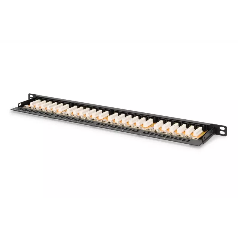 DIGITUS Patchpanel CAT6 Ungeschirmt 24-Port Mit Shutter - Schwarz
