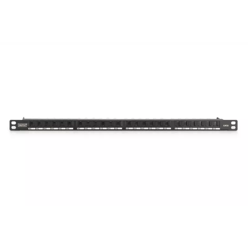 DIGITUS Patchpanel CAT6 Ungeschirmt 24-Port Mit Shutter - Schwarz