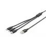 DIGITUS 3-in-1 Ladekabel USB-A – Lightning + Micro-B + Type-C 1 m