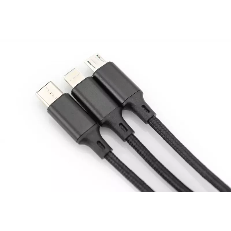 DIGITUS 3-in-1 Ladekabel USB-A – Lightning + Micro-B + Type-C 1 m