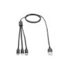 DIGITUS 3-in-1 Ladekabel USB-A – Lightning + Micro-B + Type-C 1 m