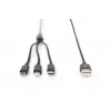 DIGITUS 3-in-1 Ladekabel USB-A – Lightning + Micro-B + Type-C 1 m