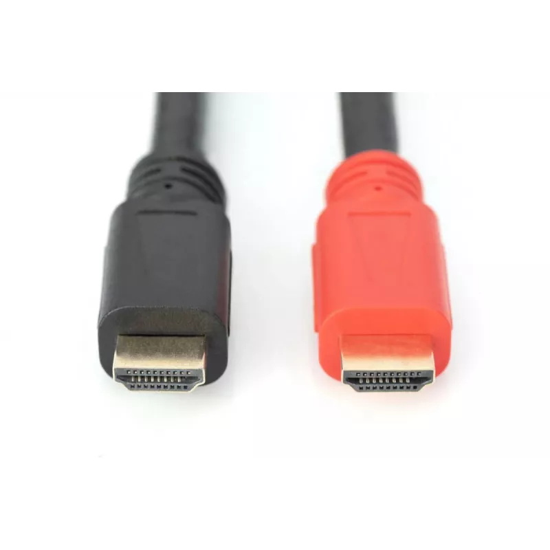 DIGITUS HDMI High Speed Verbindungskabel, Typ A, m. Verst. M/M, 30 m Full HD, CE, Gold Schwarz
